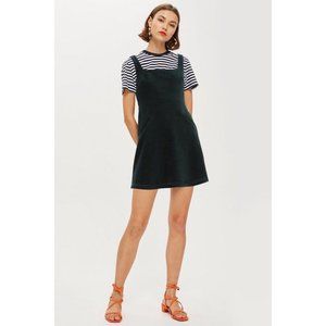 Topshop green corduroy pinafore dress
